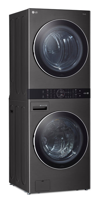 Tour de lavage WashTowerMC à la vapeur haute efficacité LG à chargement frontal avec laveuse de 5,2 pi³ et sécheuse de 7,4 pi³ - acier noir - WKGX201HBA