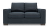 Causeuse personnalisable Track de Sofa Lab de 62 po fabriquée au Canada en tissu d’apparence lin avec accoudoirs rectilignes - bleu Luna Sailor