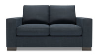  Causeuse Track de Sofa Lab de 62 po fabriquée au Canada en tissu d’apparence lin avec accoudoirs rectilignes - bleu Luna Sailor 