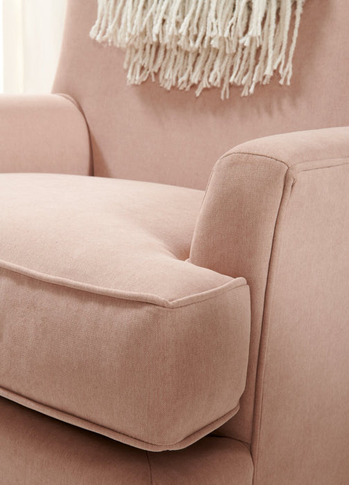 Fauteuil d’appoint à oreilles de Sofa Lab personnalisable de 32 po fabriqué au Canada en tissu d’apparence lin - rose Pax Rose