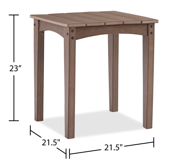 Table de bout Nome pour la terrasse à l’extérieur - 21,5 po (L), plastique à haute densité, résistante aux rayons UV et aux intempéries - brune
