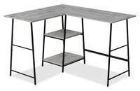 Bureau en forme de L Evlin de 42 po à tablettes - gris