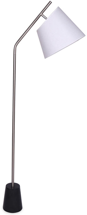 Ensemble 3 lampes Storm acier brossé avec base en marbre noir, 2 lampes de table et 1 lampe à pied