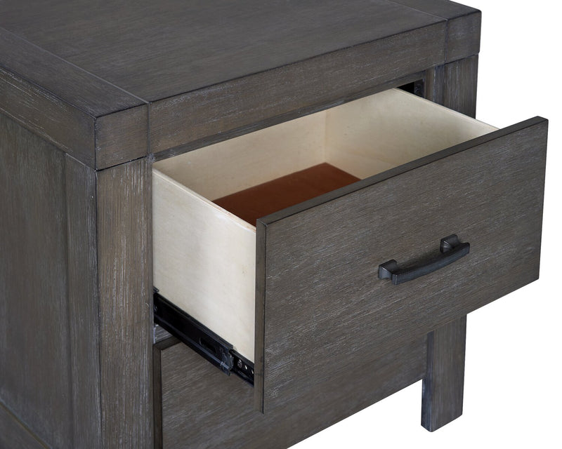 Table de nuit Koda de 23,7 po (L) x 23,7 po (H) à 2 tiroirs en acacia - grise