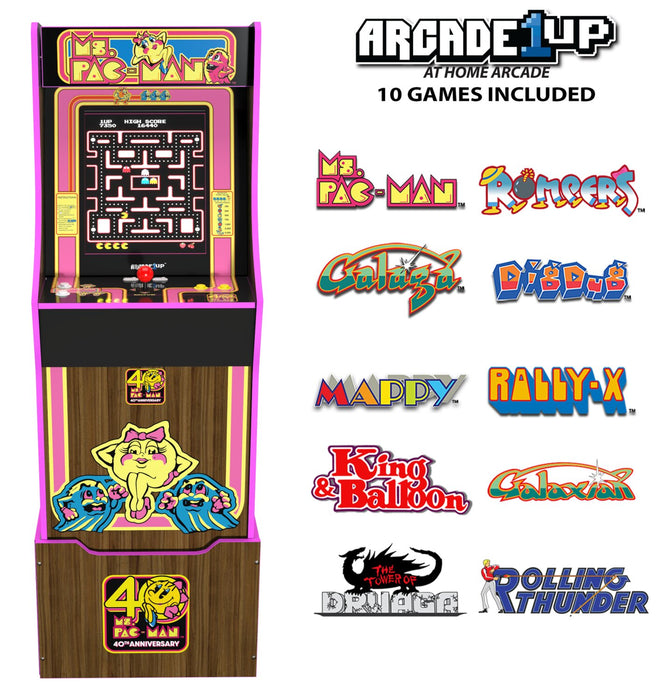 Borne d’arcade Ms. PAC-MANMC édition 40e anniversaire de Arcade1Up avec plateforme