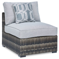  Ensemble de 2 fauteuils sans accoudoirs Lilo pour la terrasse à l’extérieur - osier en résine et tissu Nuvella - gris