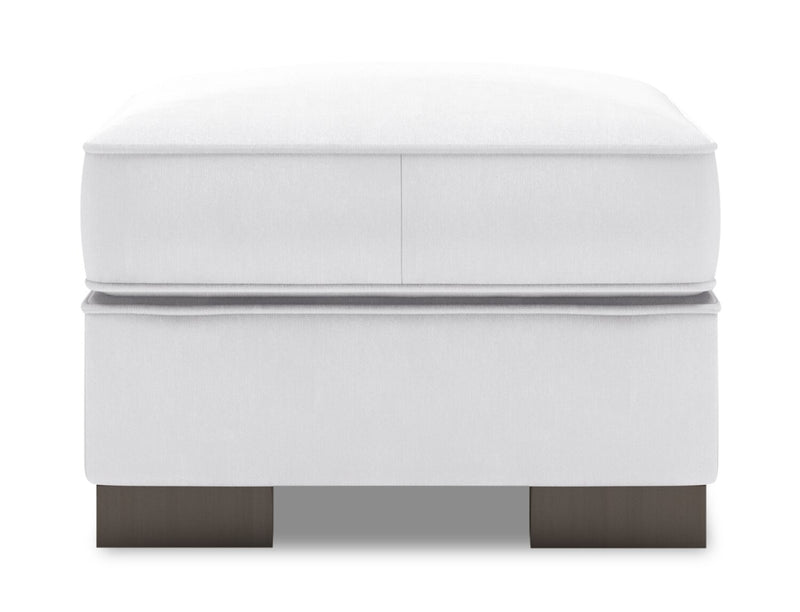 Pouf personnalisable Track de Sofa Lab de 24 po fabriqué au Canada en tissu d’apparence lin - blanc Pax Ice