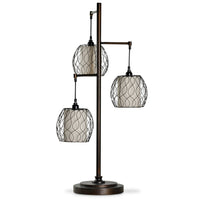 Lampe de table Delano de 37,5 po bronze antique et noire avec abat-jour grillagé