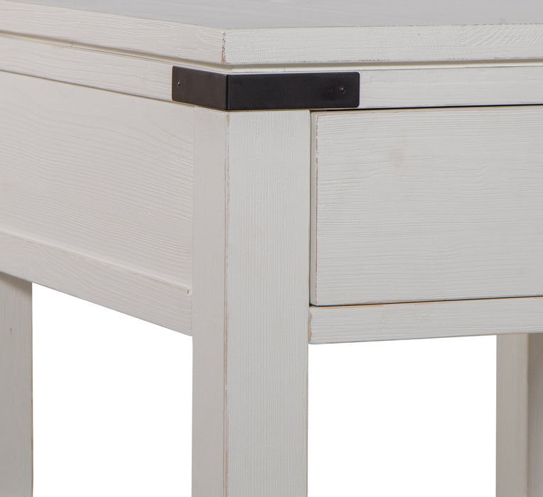 Table de bout moderne Harper de 24 po avec rangement et tablette - pin blanc