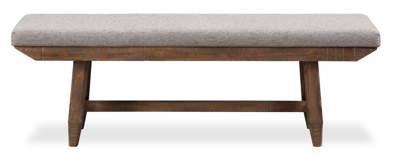 Ensemble de salle à manger Cedar 6 pièces en pin avec table de 72,07 po (L), base à tréteaux, banc et 4 chaises - brun