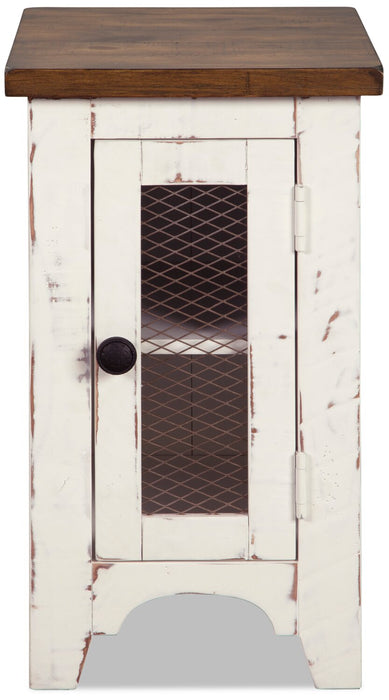 Table de fauteuil rustique Benjy de 14 po avec rangement - bois deux teintes