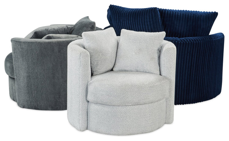 Fauteuil d’appoint Cuddler Grande de 48 po fabriqué au Canada en tissu de chenille - bleu Groove Midnight