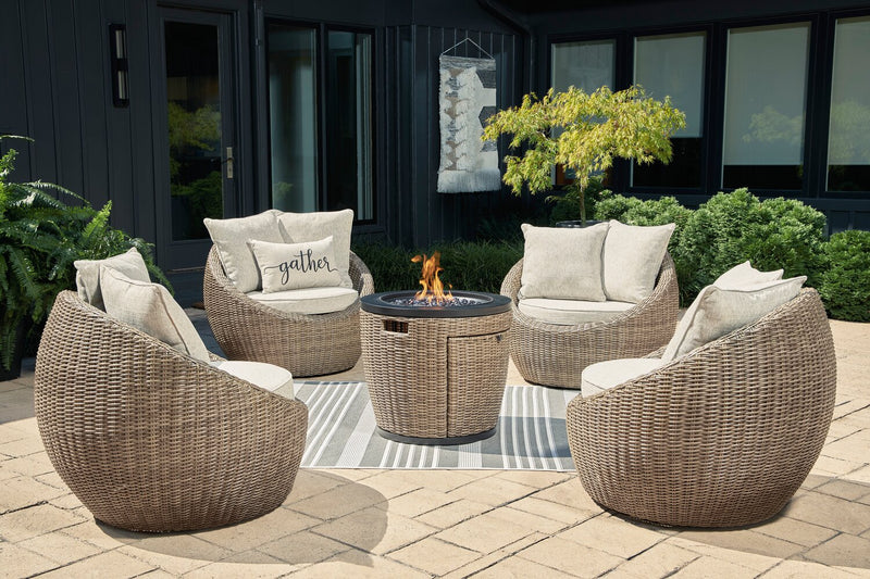 Ensemble de 2 fauteuils Lume pour la terrasse à l’extérieur - osier en résine et tissu Nuvella, résistant aux rayons UV et aux intempéries - naturel et beige