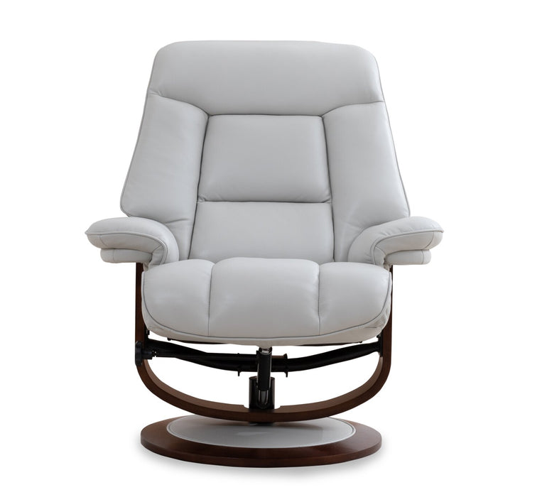 Fauteuil inclinable Maven antistress de 34,5 po en cuir véritable gris avec repose-pieds et base en bois et métal - gris