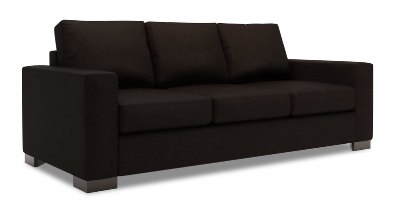 Sofa personnalisable Track de Sofa Lab de 85 po fabriqué au Canada en tissu de chenille avec accoudoirs rectilignes - brun Luxury Chocolate