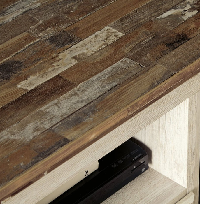 Meuble pour téléviseur traditionnel Willowton de 64 po avec rangement et système de gestion des câbles pour téléviseurs jusqu’à 70 po - blanchi