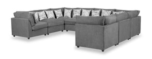 Sofa sectionnel modulaire Evolve de Scott Living 8 pièces en tissu d’apparence lin avec coussins en duvet et plumes - gris anthracite