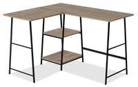 Bureau en forme de L Keenan de 47,25 po à tablettes ouvertes - taupe