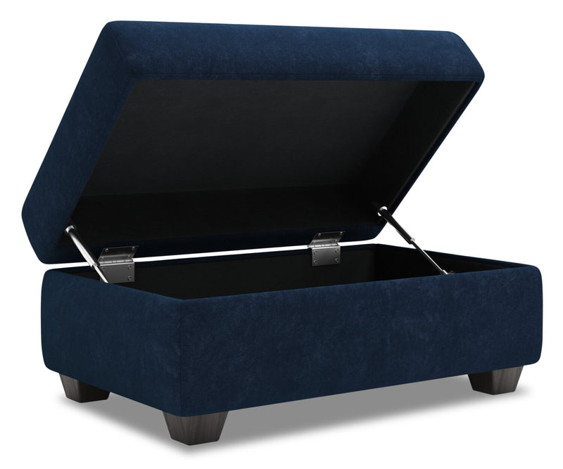 Pouf de rangement personnalisable The Trunk de Sofa Lab de 39 po fabriqué au Canada en tissu de velours - bleu Royal Blue