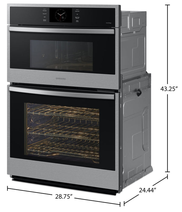 Four à micro-ondes combiné avec four mural électrique Samsung de 7 pi³ et de 30 po avec cuisson à la vapeur - acier inoxydable - NQ70CG600DSRAA