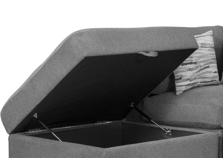 Sofa sectionnel modulaire Evolve de Scott Living 6 pièces en tissu d’apparence lin avec coussins en duvet et plumes - gris anthracite