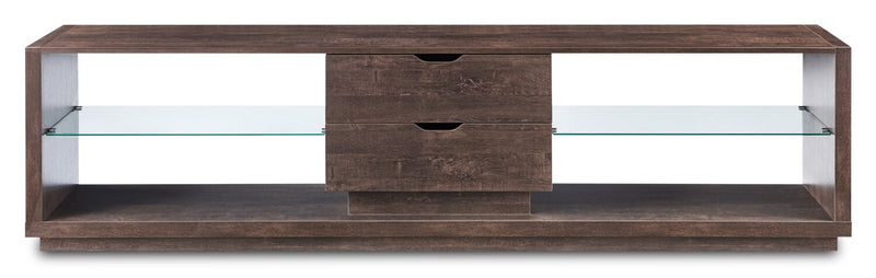 Meuble pour téléviseur moderne Alex de 72 po avec rangement et système de gestion des câbles pour téléviseurs jusqu’à 80 po - chêne noyer