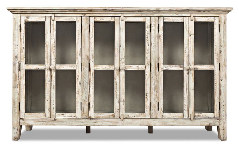 Grande armoire décorative Rocco de 70 po avec 6 portes - crème