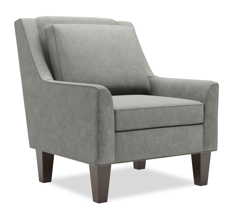 Fauteuil d’appoint club Sofa Lab personnalisable de 29 po fabriqué au Canada en tissu de velours avec pattes en bois - gris Platinum Grey