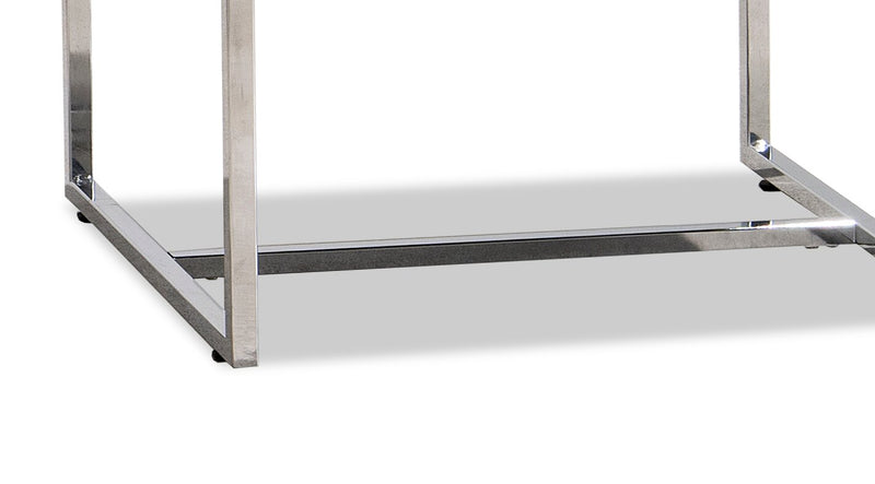 Table de bout moderne Echo de 24 po avec rangement - brune avec pattes en métal argenté