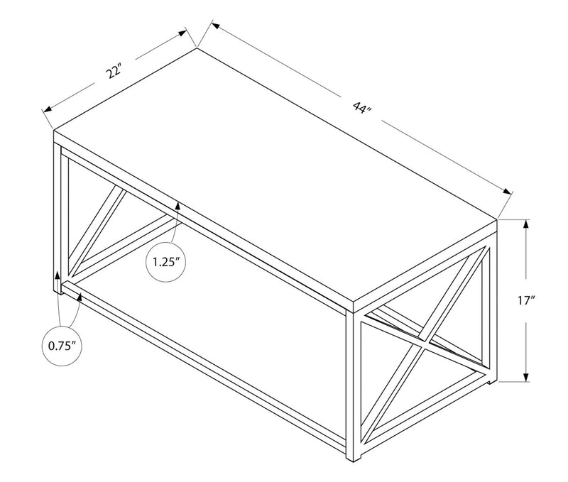Table à café moderne Harper de 44 po - blanche avec base en métal chromé