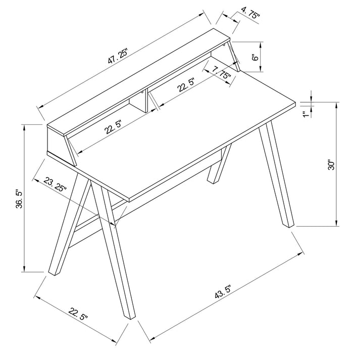 Bureau d’ordinateur Igor de 47,25 po avec 2 compartiments ouverts - taupe