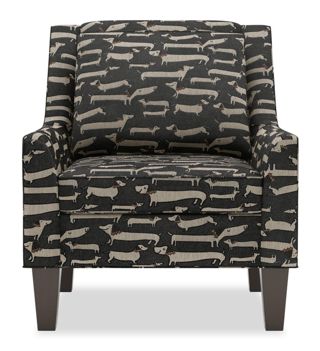 Fauteuil d’appoint club Sofa Lab personnalisable de 29 po fabriqué au Canada en tissu avec pattes en bois - Peppercorn multicolore