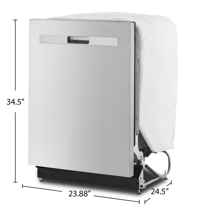 Lave-vaisselle encastré Whirlpool de 24 po et de 51 dBA avec commandes sur le dessus et 3e panier - acier inoxydable résistant aux traces de doigts - WDP730HAMZ