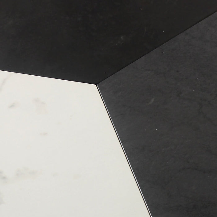 Table de bout ronde moderne Titan de 25 po - blanche, grise et noire 