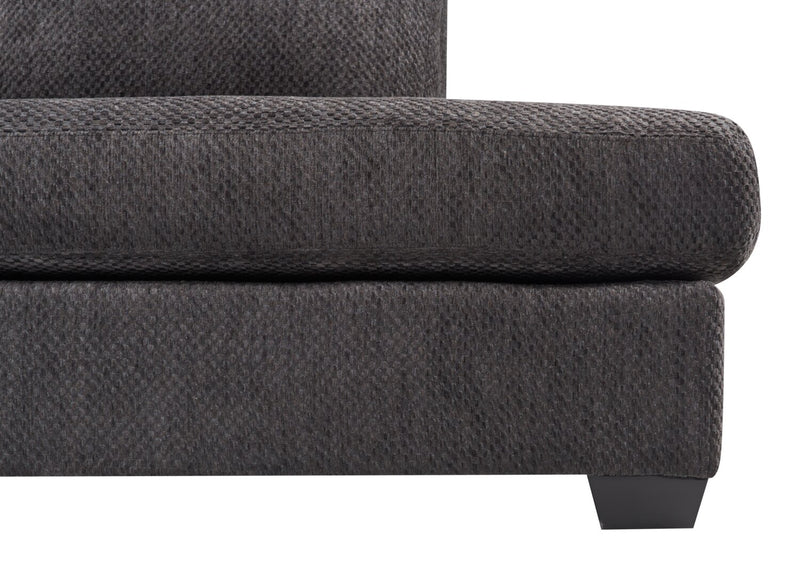 Sofa sectionnel de droite Morty 2 pièces fabriqué au Canada en tissu de chenille avec coussins décoratifs - gris