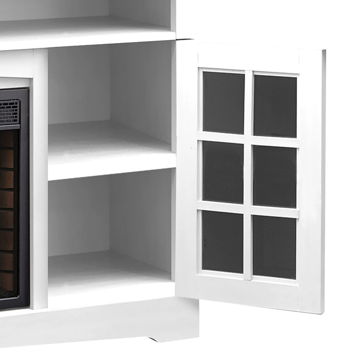 Meuble pour téléviseur Huntley de 59 po avec foyer électrique, rangement et système de gestion des câbles pour téléviseurs jusqu’à 65 po - blanc