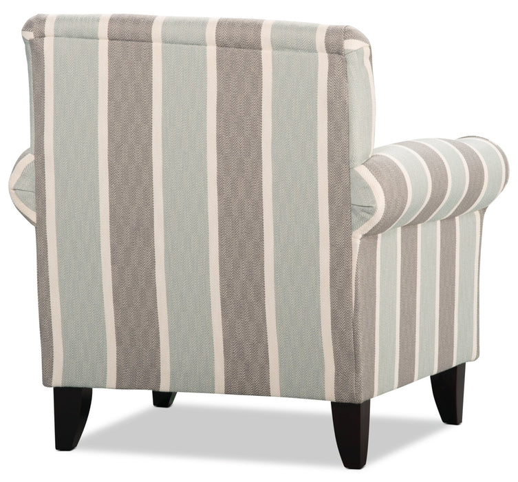 Fauteuil d’appoint Tula de 38 po fabriqué au Canada en tissu avec accoudoirs enroulés - brume multicolore