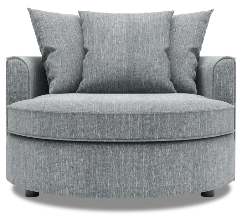 Fauteuil d’appoint enveloppant Sofa Lab personnalisable de 48 po fabriqué au Canada en tissu d’apparence lin - gris Luna Pewter