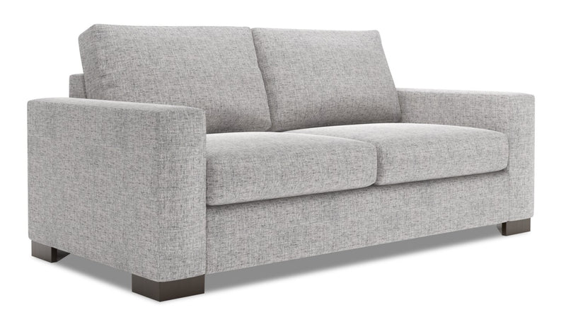Sofa personnalisable Track de Sofa Lab de 75 po de format condo fabriqué au Canada en tissu d’apparence lin avec accoudoirs rectilignes - gris Luna Domino