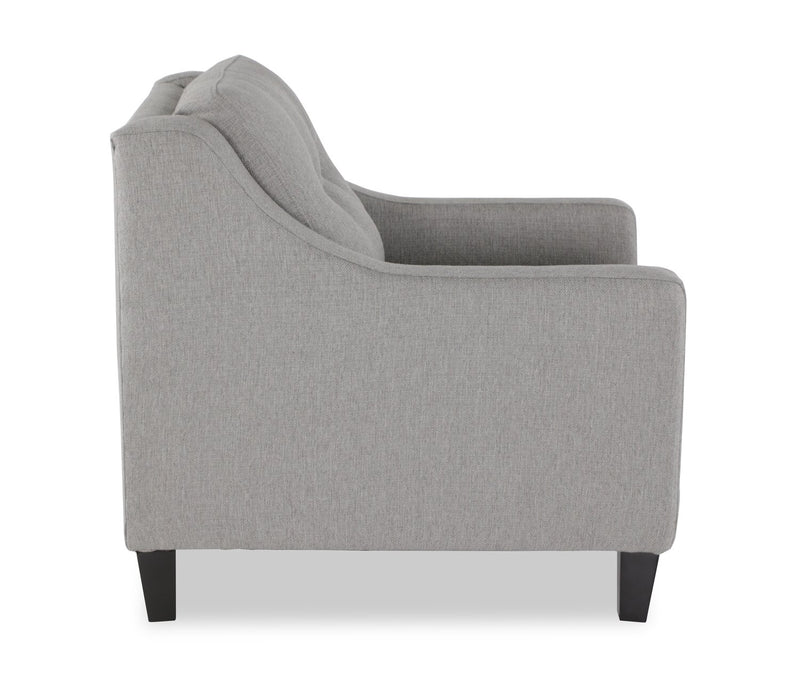 Fauteuil Kylie de Cindy Crawford Home de 32 po fabriqué au Canada en tissu d’apparence lin avec capitonnage - gris Zeus