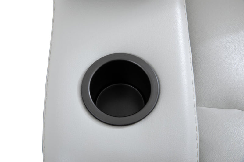 Sofa sectionnel à inclinaison électrique Cinema 6 pièces en apparence cuir avec appuie-têtes électriques - gris brume cosmique