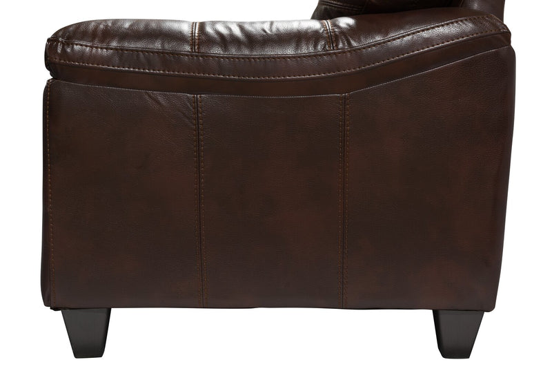 Sofa Addison de 86 po fabriqué au Canada en tissu d’apparence cuir avec coussin de siège amovible et capitonnage - brun