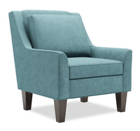  Fauteuil d’appoint club Sofa Lab de 29 po fabriqué au Canada en tissu de velours avec pattes en bois - bleu Sea Blue 