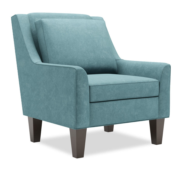 Fauteuil d’appoint club Sofa Lab personnalisable de 29 po fabriqué au Canada en tissu de velours avec pattes en bois - bleu Sea Blue