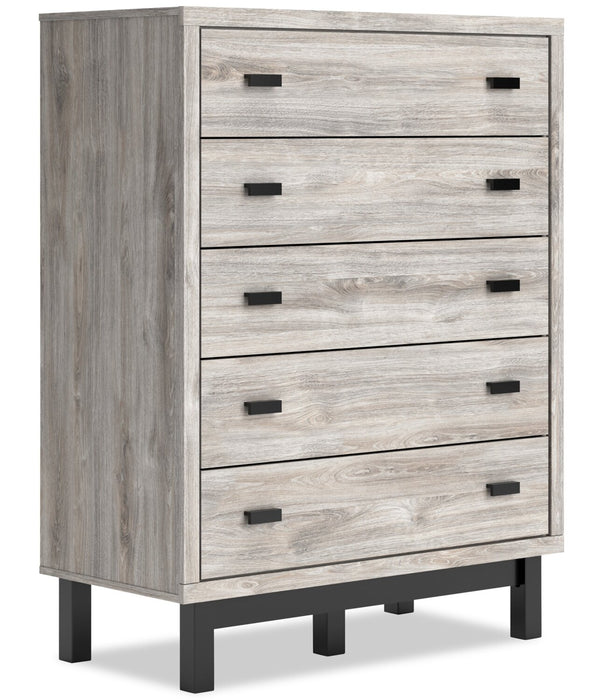 Commode verticale Zen de 44,7 po (L) x 52,5 po (H) à 5 tiroirs pour la chambre à coucher - grise