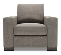 Fauteuil Track de Sofa Lab de 38 po fabriqué au Canada en tissu d’apparence lin avec accoudoirs rectilignes - gris Luna Smoke