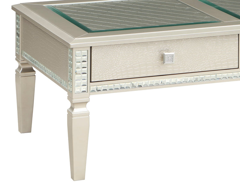 Table à café somptueuse Tyra de 48 po avec rangement - champagne  