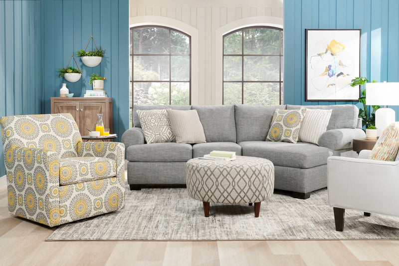 Pouf personnalisable The Curve de Sofa Lab de 31 po fabriqué au Canada en tissu - Steel multicolore