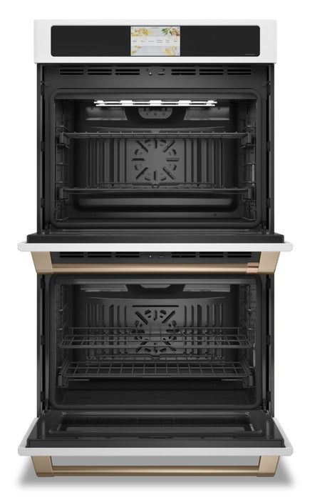 Four mural double électrique Café de 10 pi³ et de 30 po avec convection européenne véritable - blanc mat - CTD90DP4NW2