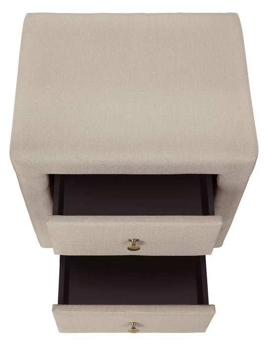 Table de nuit rembourrée Zara de 20,5 po (l) x 20,75 po (H) à 2 tiroirs - beige